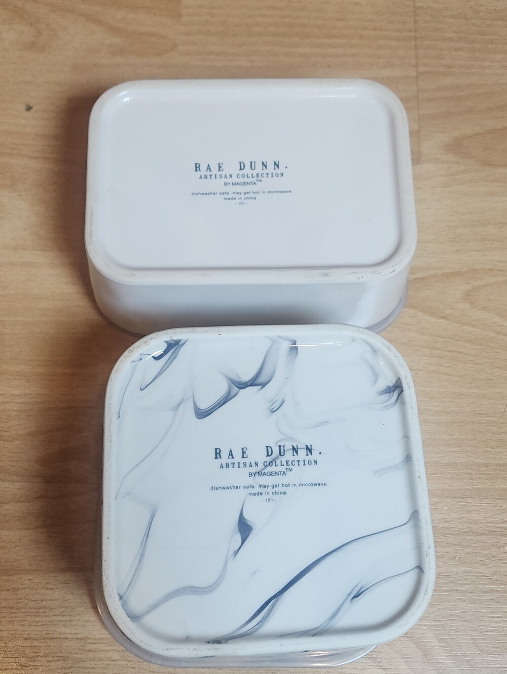 Rae Dunn Ceramic Food Storage Containers Vent Lid "Lunch" & "Delish" - Picture 2 of 16